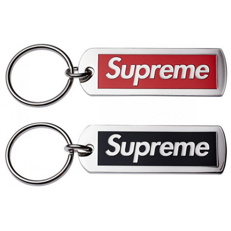 Supreme Banner Silver Key Chain (Red/Black)
