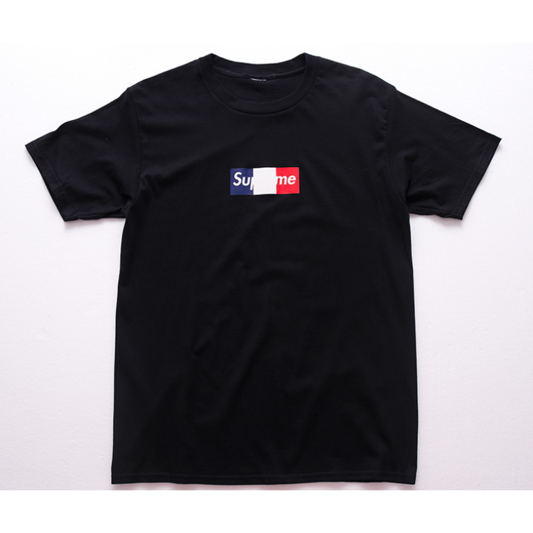 Supreme Box France Flag Crewneck Tee (Black)