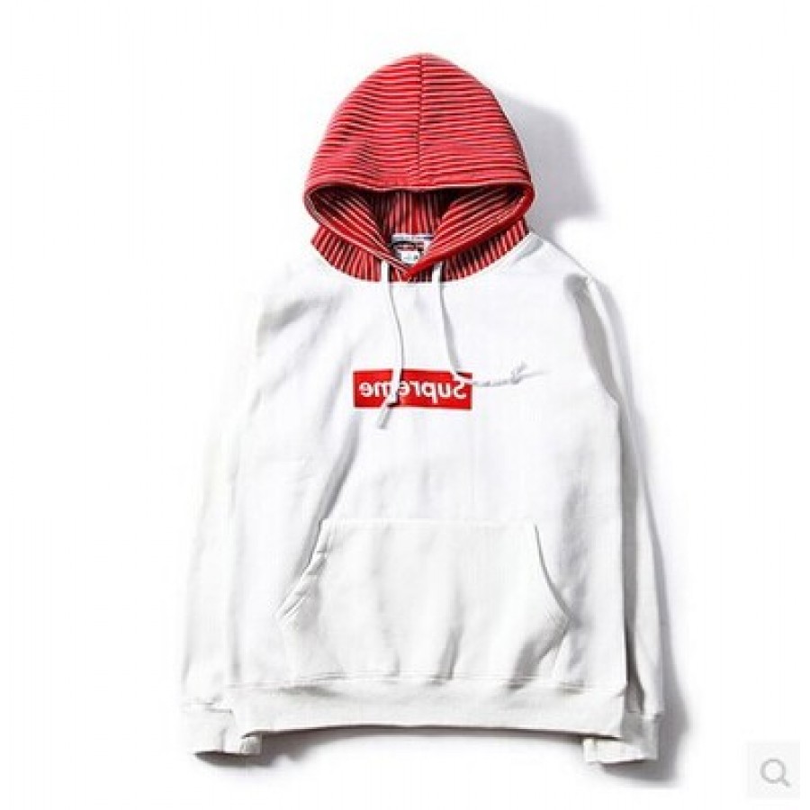 Supreme Box Logo Skate CDG Hoodie (White/Red)