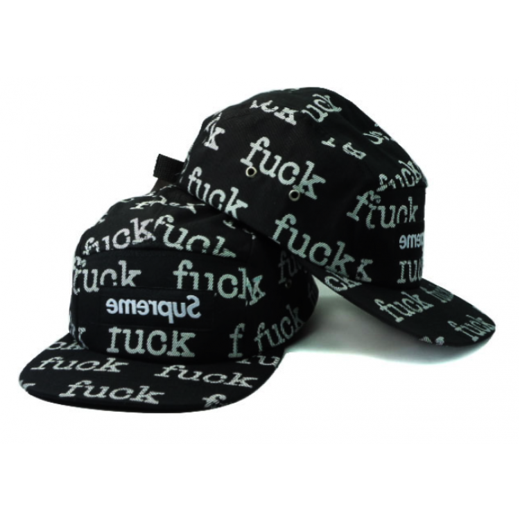 Supreme CDG Box Logo F*ck All Over Strapback Hat (Black)