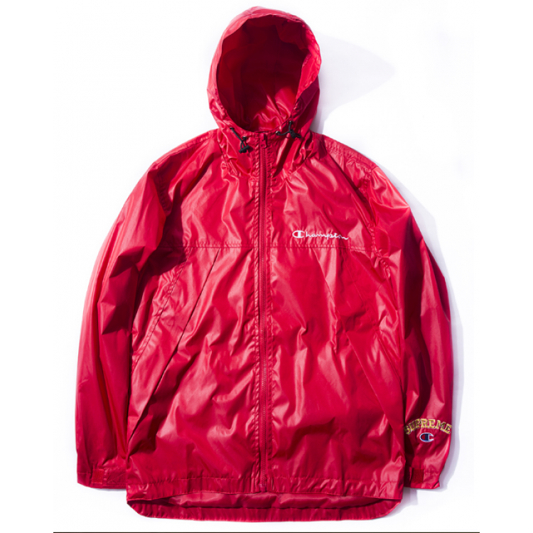 Supreme Champion Title Zipper Hooded Windbreaker Jacket (Red)