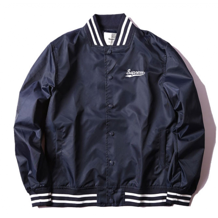 Supreme Label Baseball Jacket (Navy)