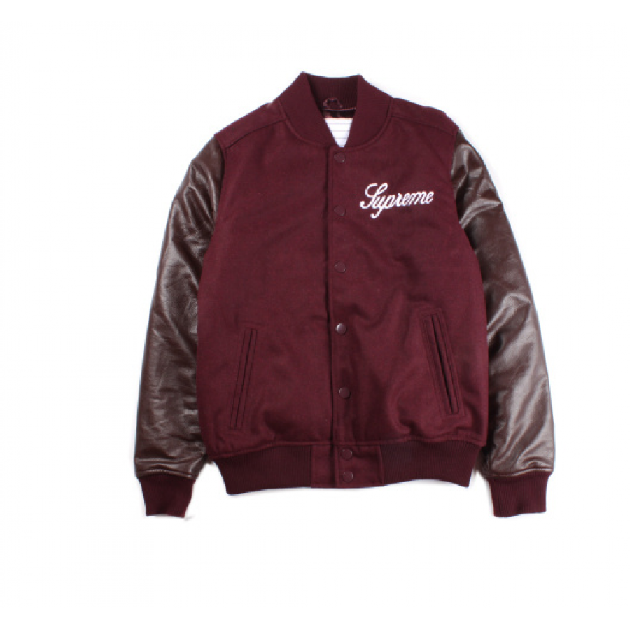 Supreme Logo Button Up Jacket (Maroon)