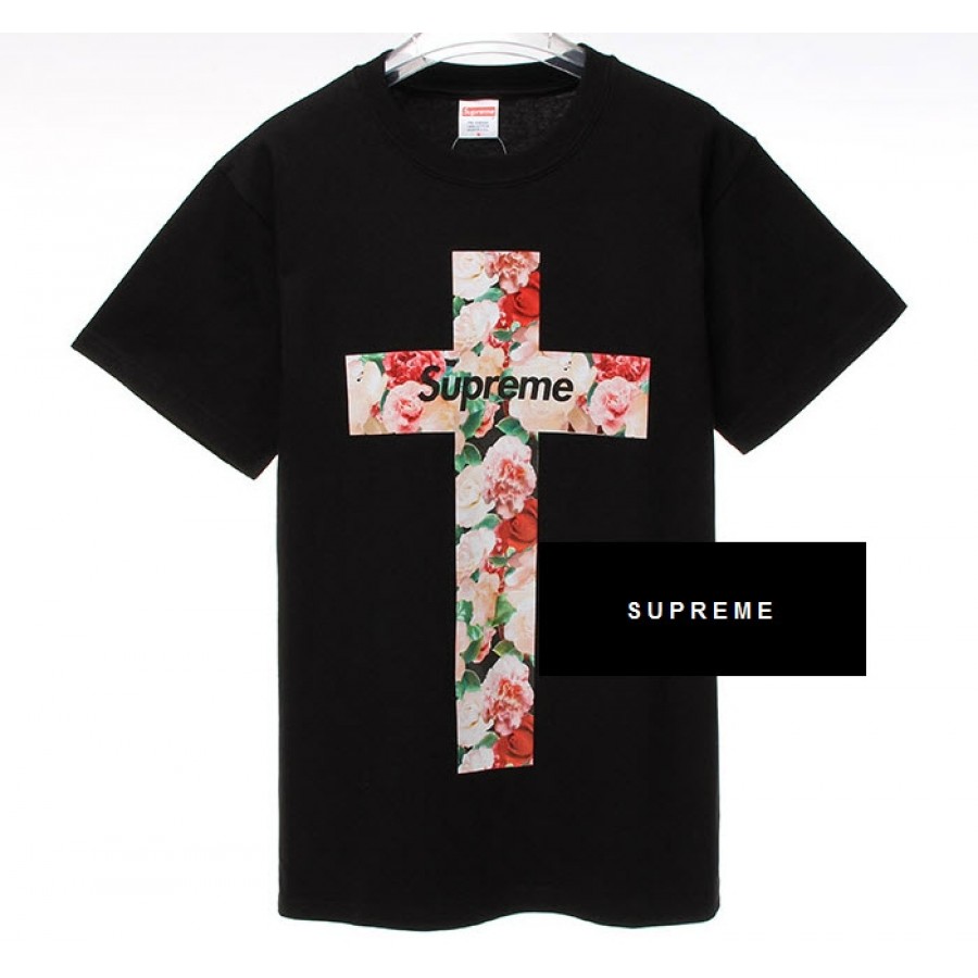 Supreme "NYC Floral Cross" T-Shirt (Black)