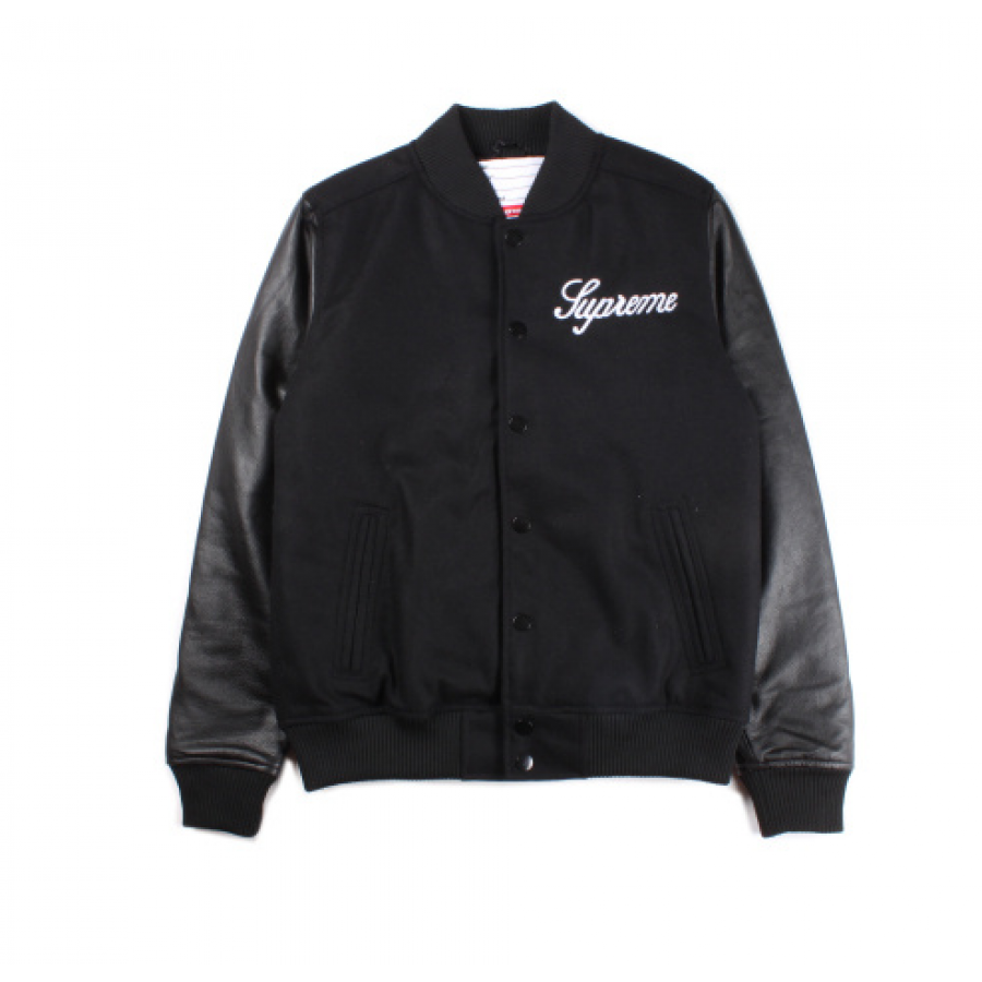 Supreme Team Button Up Varsity Jacket (Black)