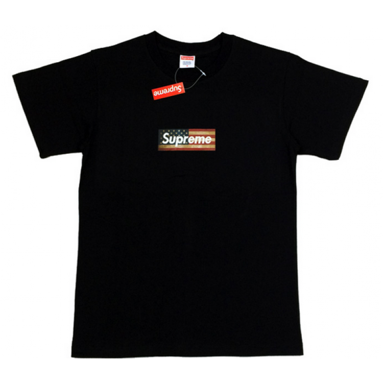 Supreme USA Flag Box Logo T-Shirt (Black)