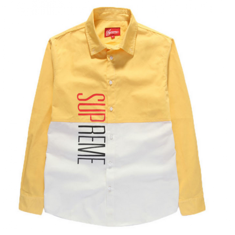 Supreme Vertical Panel Button Up Shirt (Yellow/White)
