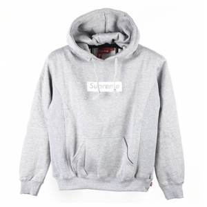 Supreme Box Logo Velour Pouch Hoodie (Gray)