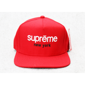 Supreme NY Box Panel Snapback Hat (Red)