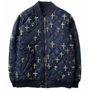 Supreme NYC All Over Cross Zip Up Jacket (Navy)