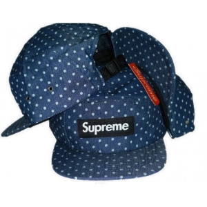 Supreme "Denim Polka Messenger" Strapback Hat (Blue)