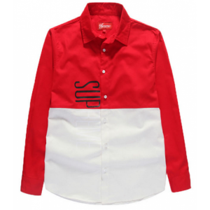Supreme Vertical Panel Button Up Shirt (Red/White)